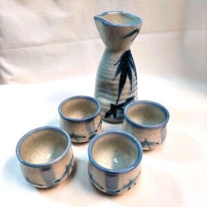 TAKAHASHI SAN FRANCISCO BLUE TRADITIONAL SAKE SERVING SET Pitcher w/ 4 Cups